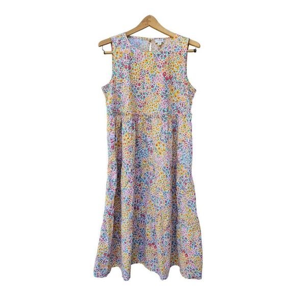 J.CREW Dresses & Skirts - J Crew Women Size 8 Tiered Ditsy Floral Maxi Dress Sleeveless Pockets Pullover